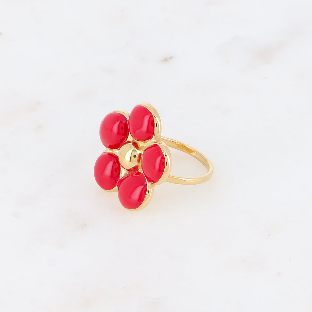 Bague fleur en émail