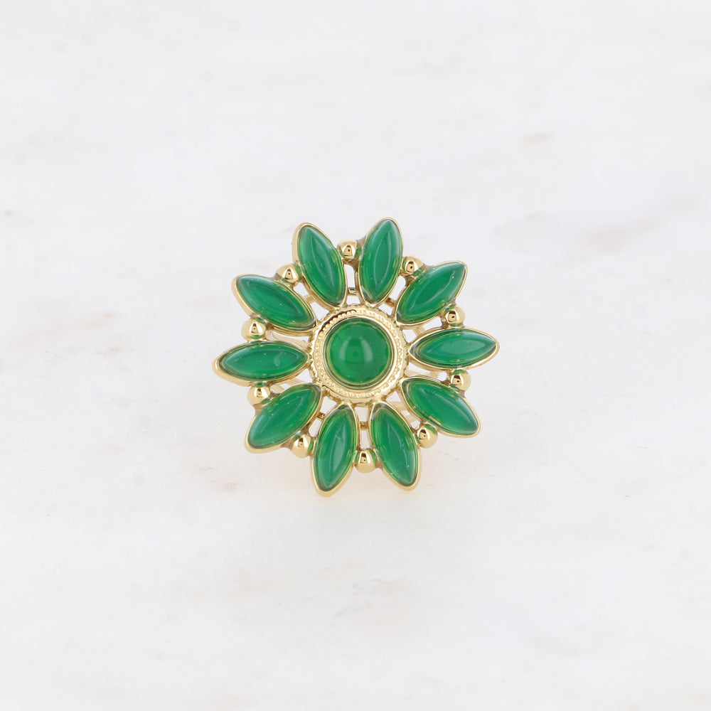 Bague fleur soleil en pierre naturelle