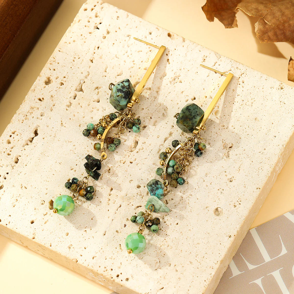 Boucles d'Oreilles Pendantes Dorées