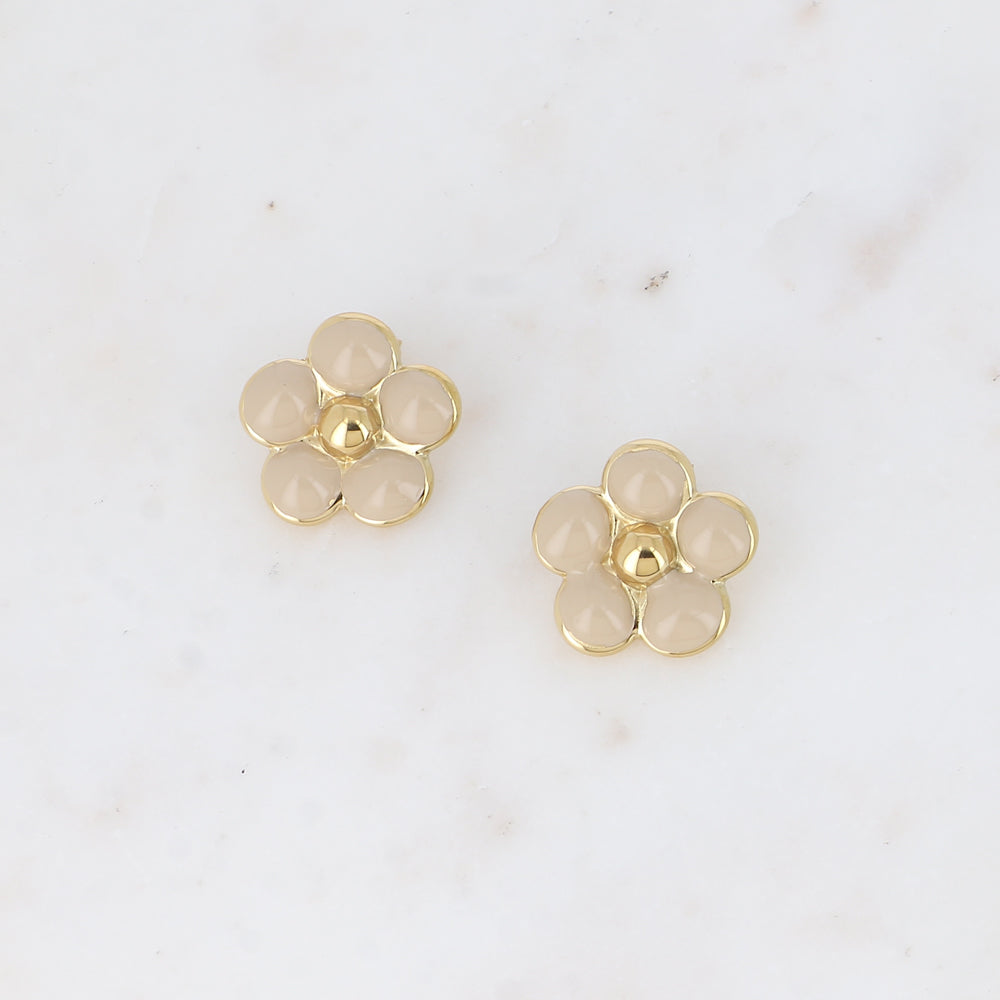 Boucles puces - fleur en émail