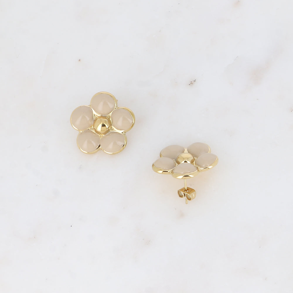 Boucles puces - fleur en émail