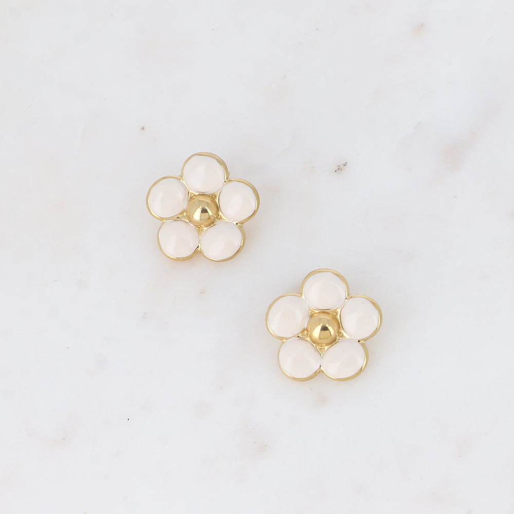 Boucles puces - fleur en émail
