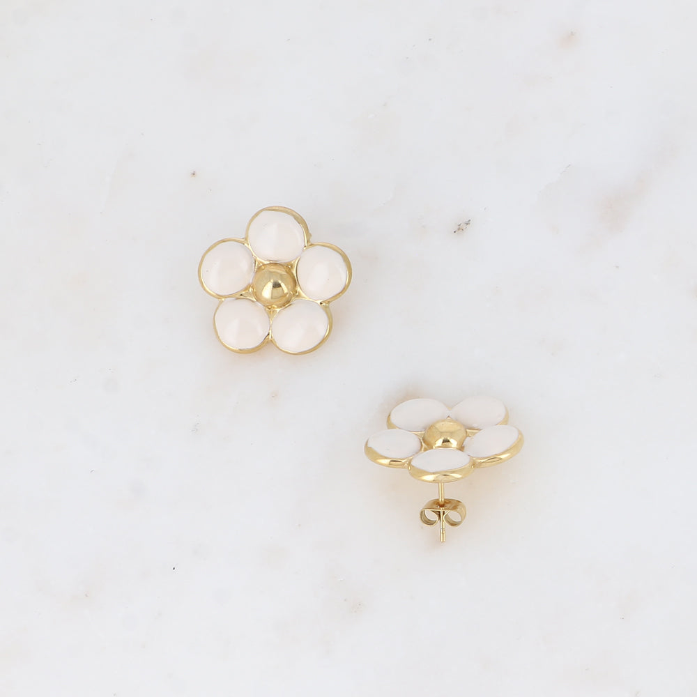 Boucles puces - fleur en émail
