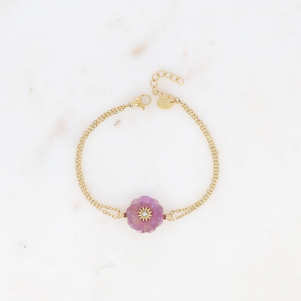 Bracelet fleur en pierre naturelle