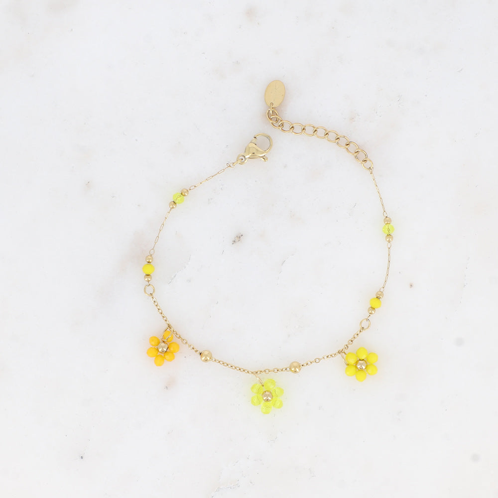Bracelet 3 fleurs jaunes