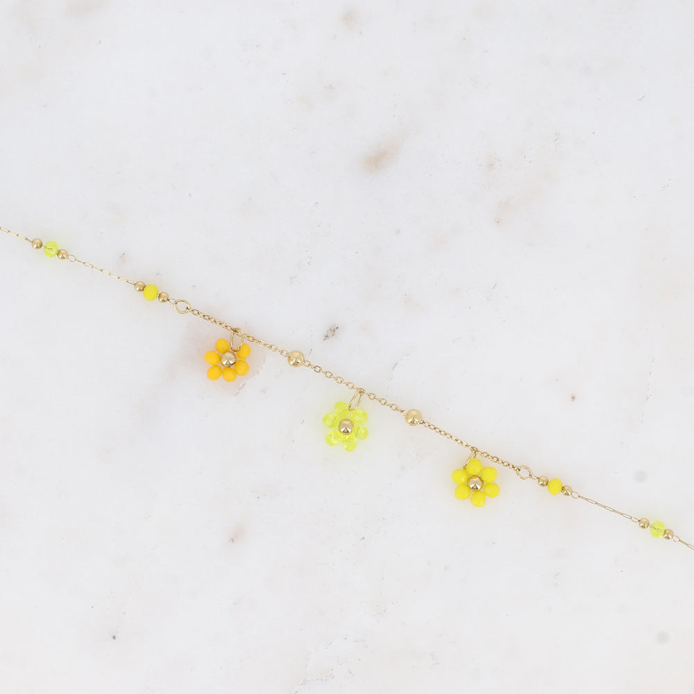 Bracelet 3 fleurs jaunes