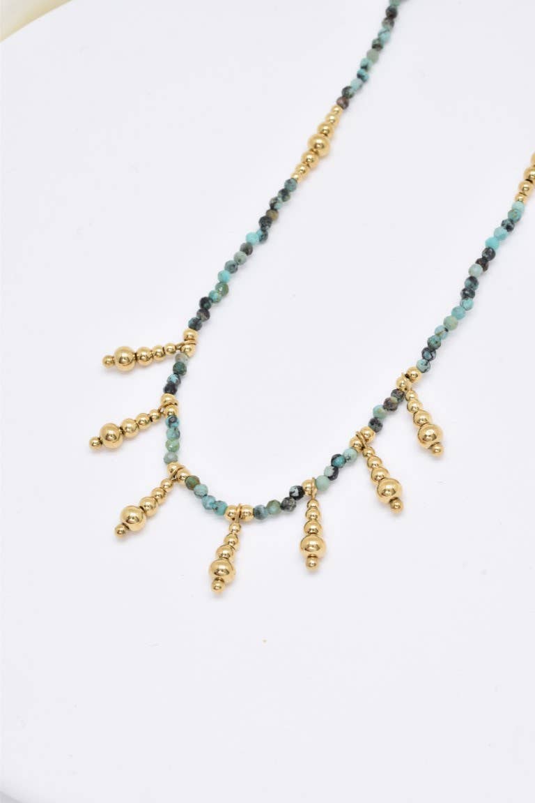 Collier pierre naturelle en acier inoxydable - BJ210220OR-VR