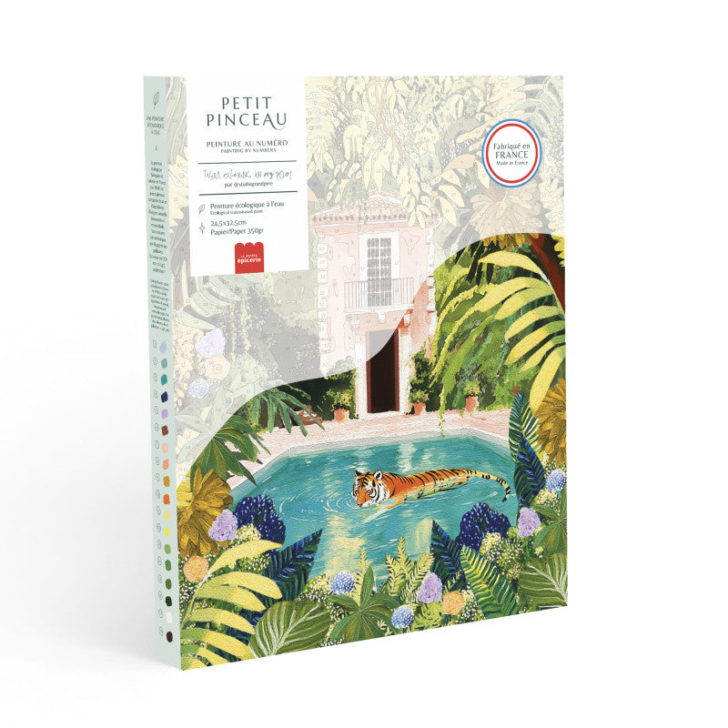 Peinture aux numéros - Tigre se relaxant dans la piscine