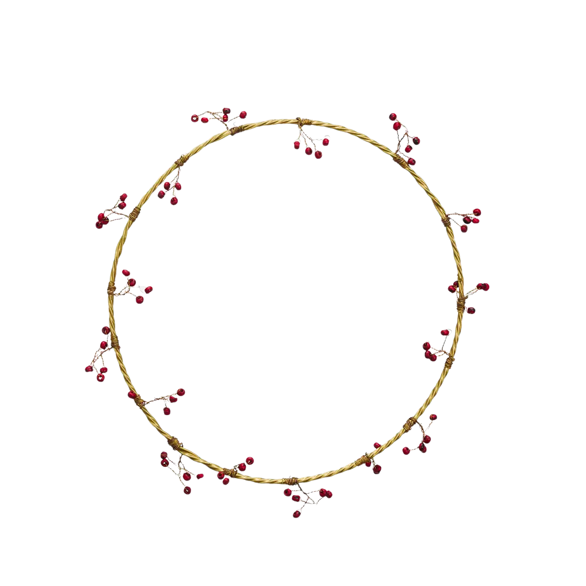 Couronne métal perles rouges