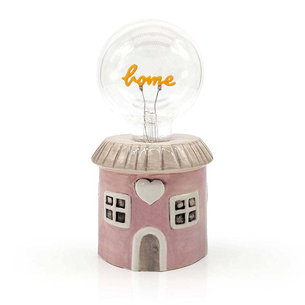 Lampe de table LED “Home” – Maison rose en céramique