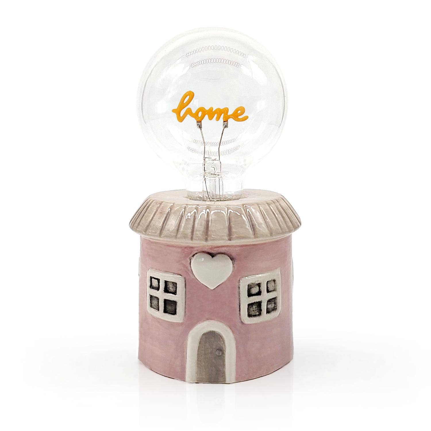 Lampe de table LED “Home” – Maison rose en céramique