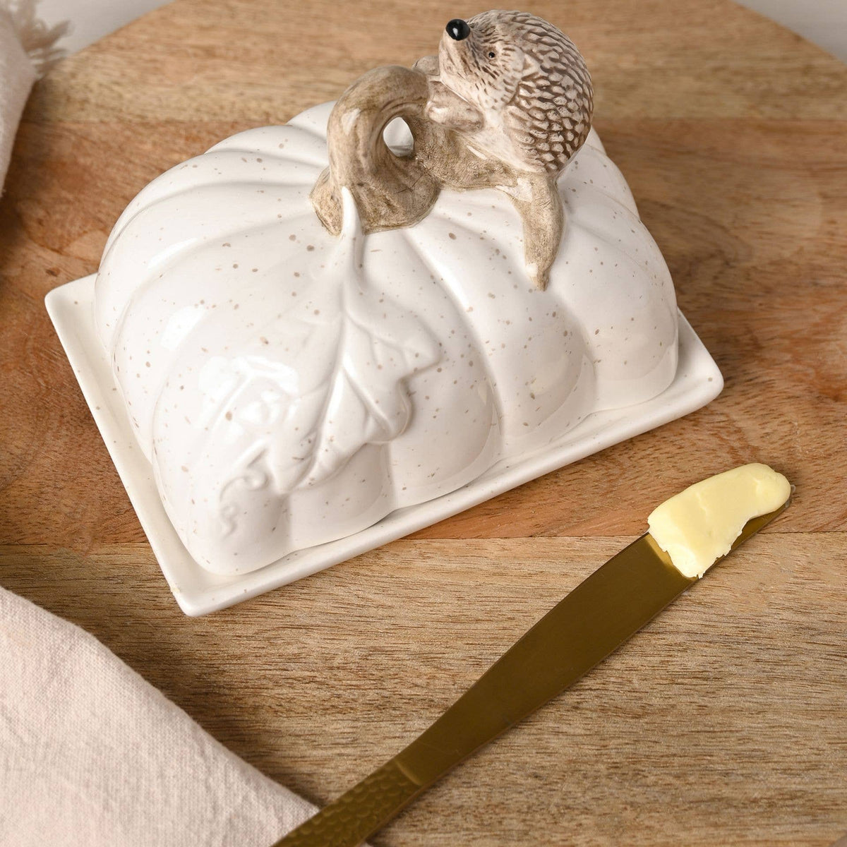 Beurrier citrouille avec hérisson – Blanc