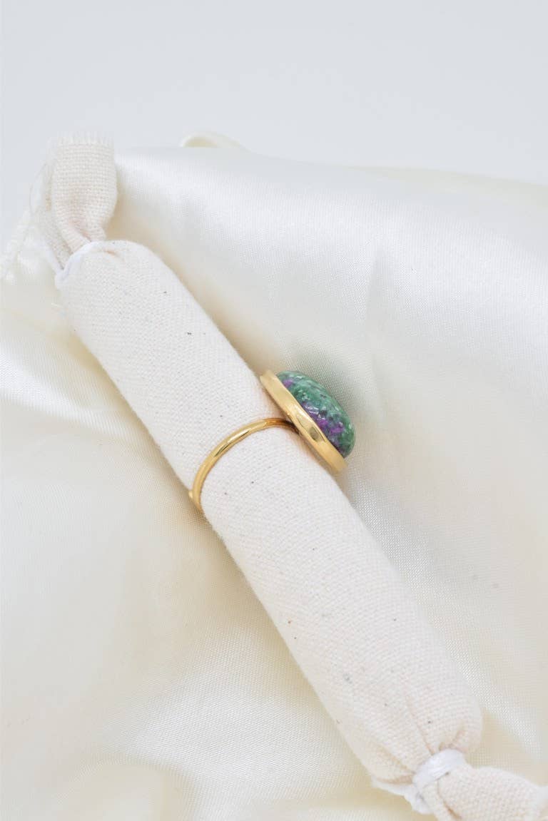 Bague pierre naturelle en acier inoxydable - BG310337OR-VR