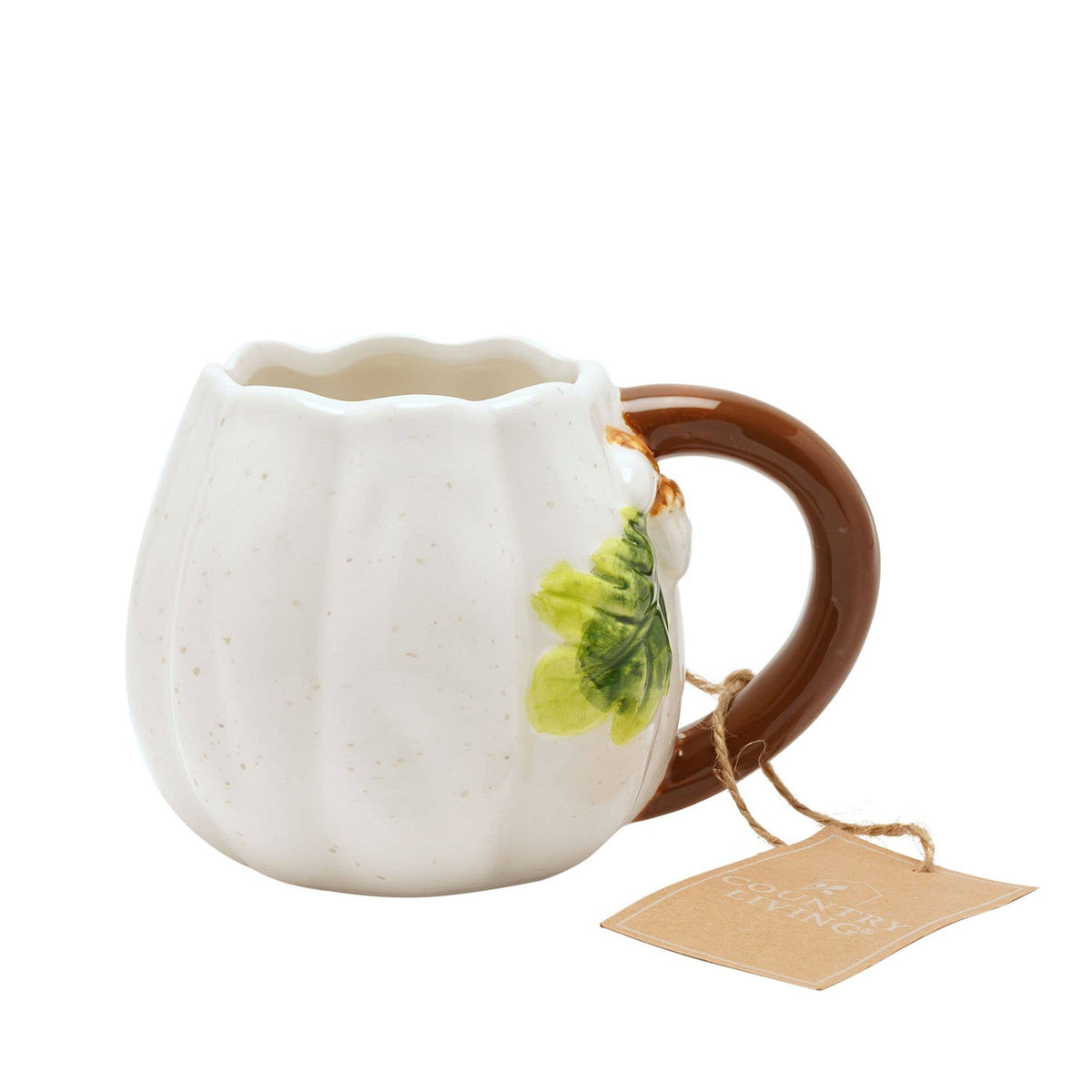 Mug citrouille avec feuille – Blanc