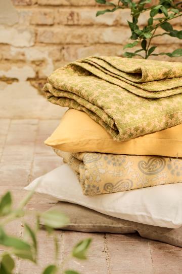 Edredon vert et beige