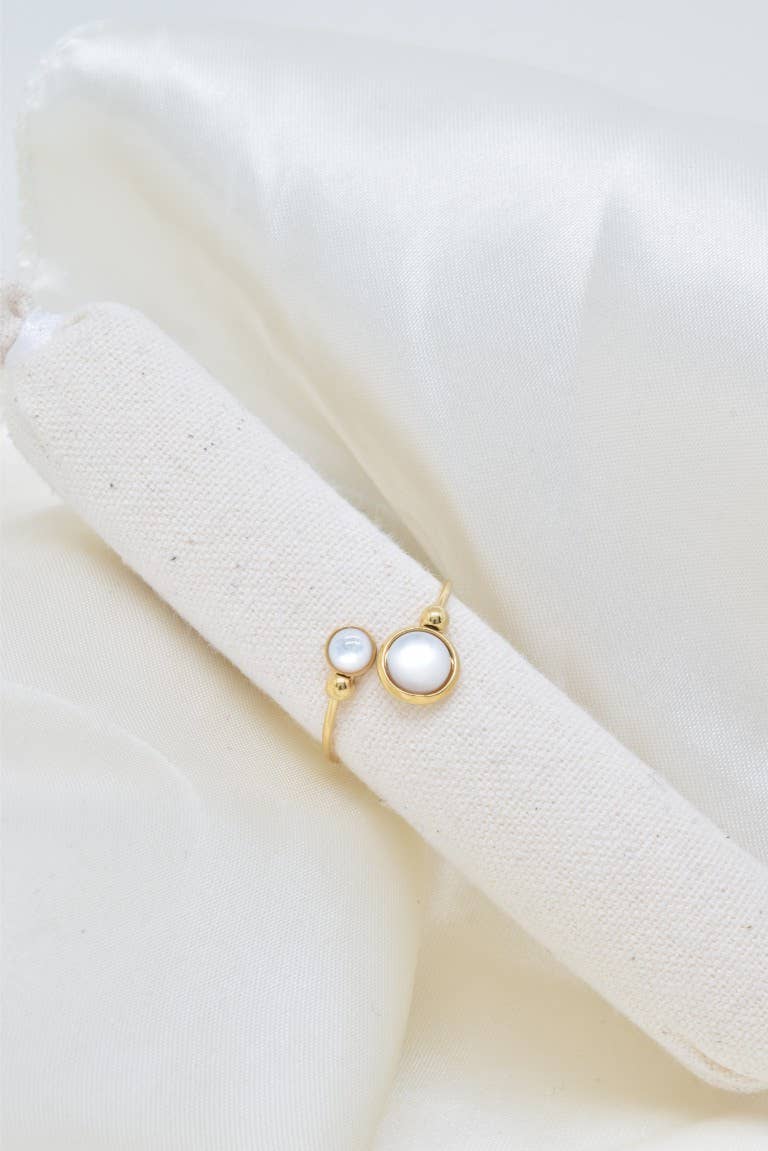 Bague fine nacre en acier inoxydable - BG310331OR