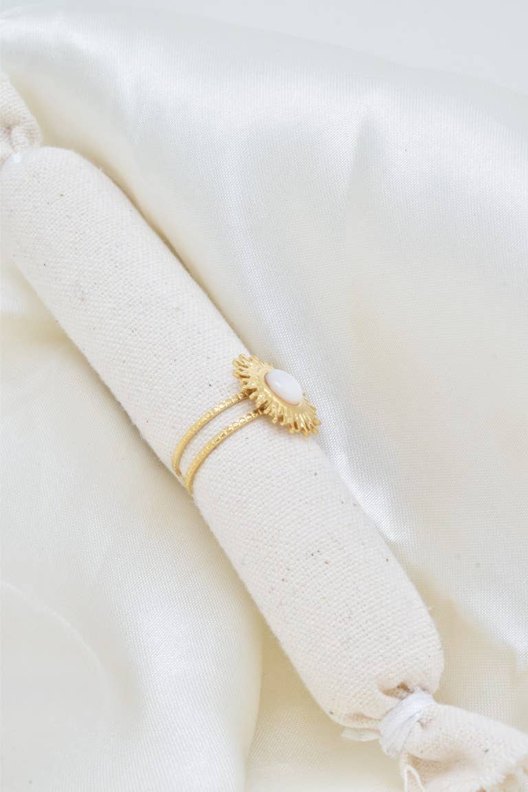 Bague soleil nacre en acier inoxydable - BG310335OR