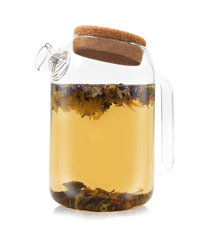 Grande théière transparente en verre soufflé 1L Horae