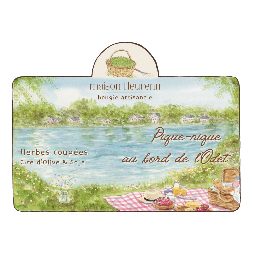 Bougie artisanale “Pique-nique au bord de l'Odet” – parfum Herbes coupées