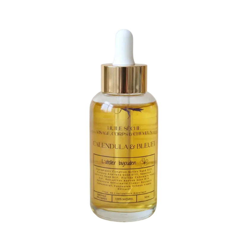 Huile sèche calendula & bleuet – 50 ml – L’Atelier Bigouden
