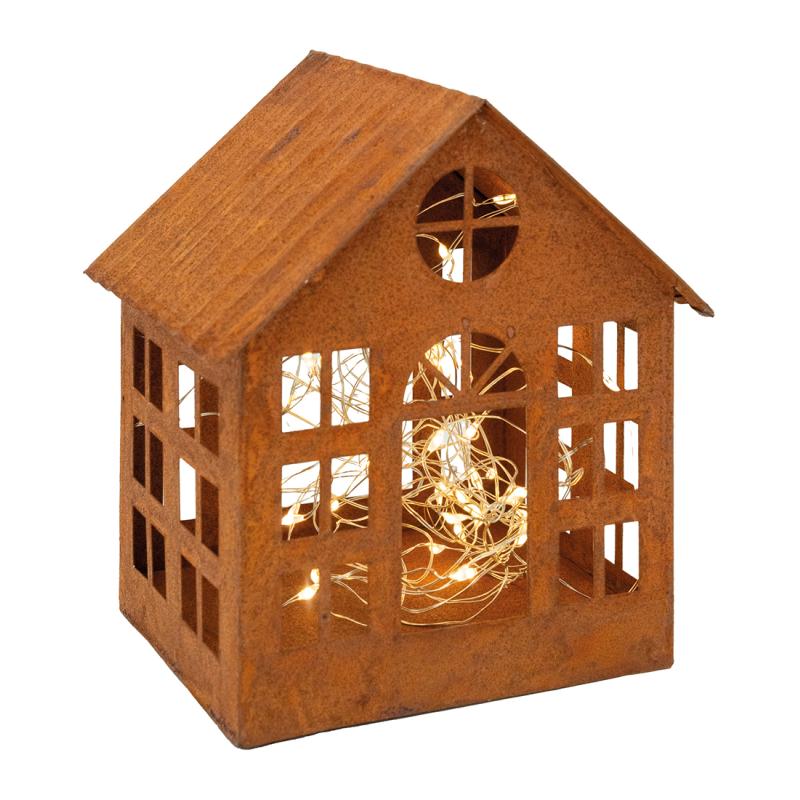 Petite maison photophore métal vieilli
