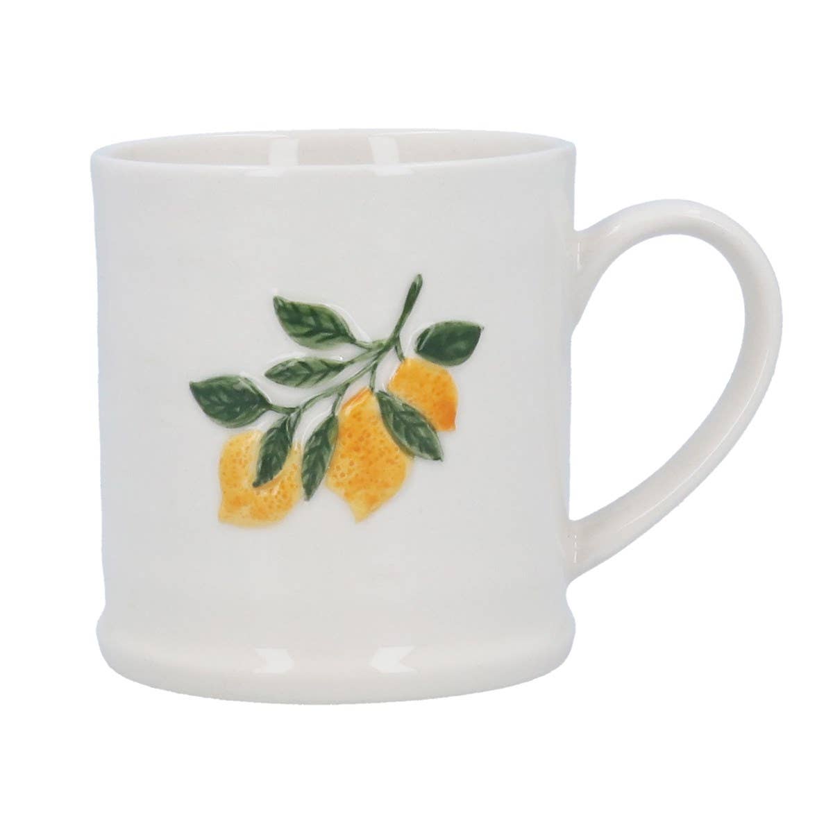 mug en grès avec une motif de branche de citronnier
