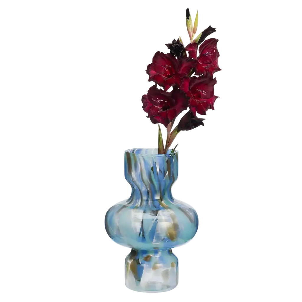 Vase verre soufflé bleu