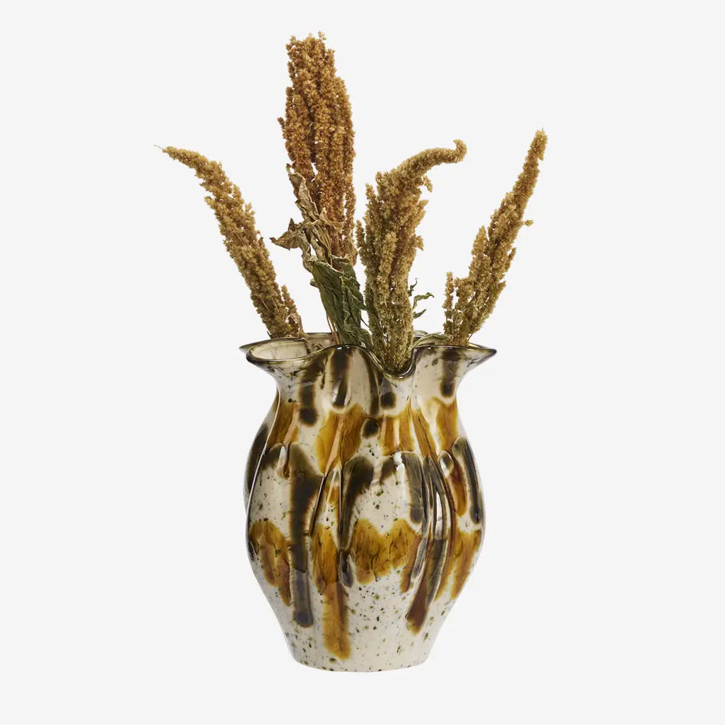 Vase en grès moutarde