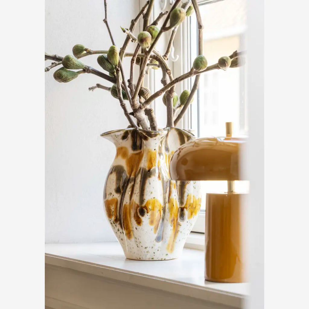 Vase en grès moutarde